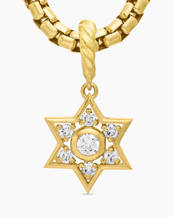 Petite Star of David Pendant in 18K Yellow Gold with Diamonds, 11.2mm