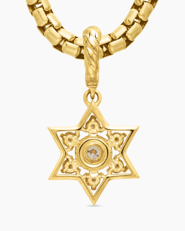 Petite Star of David Pendant in 18K Yellow Gold with Diamonds, 11.2mm