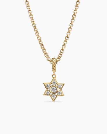 Star of David Pendant in 18K Yellow Gold with Diamonds, 17.2mm