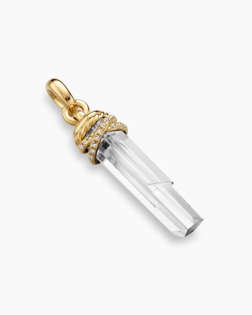 Wrapped Crystal Amulet in Crystal with 18K Yellow Gold and Diamonds, 46mm