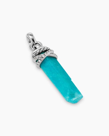 Wrapped Crystal Amulet in Amazonite Crystal with Sterling Silver and Diamonds