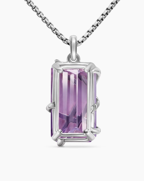 Womens Cable Wrap Amulet in Sterling Silver with Lavender Amethyst and Diamonds, 32mm