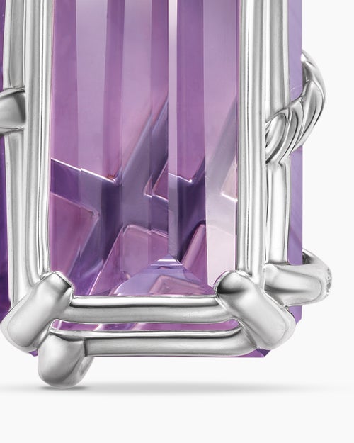 Womens Cable Wrap Amulet in Sterling Silver with Lavender Amethyst and Diamonds, 32mm