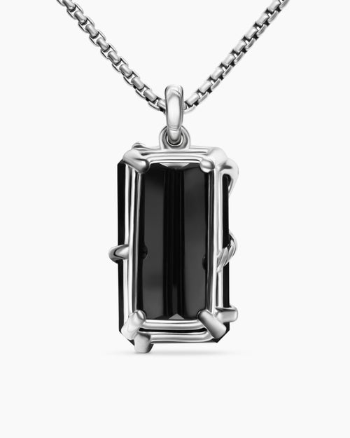 Womens Cable Wrap Amulet in Sterling Silver with Black Onyx and Diamonds, 32mm