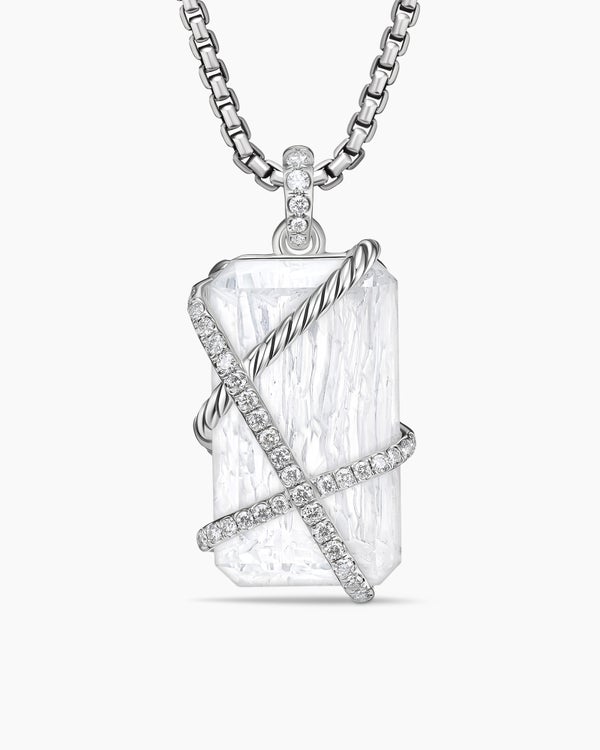 Cable Wrap Amulet in Sterling Silver with Crystal and Diamonds, 32mm