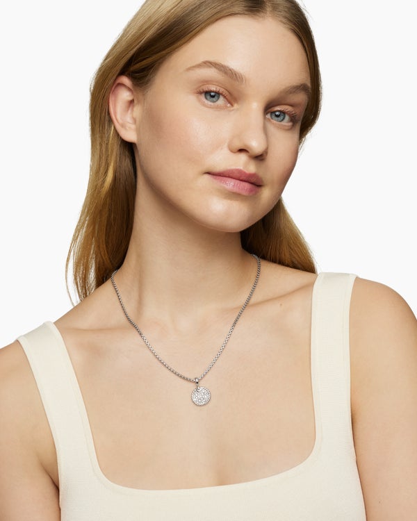 DY Elements® Disc Pendant in Sterling Silver with Diamonds, 14mm