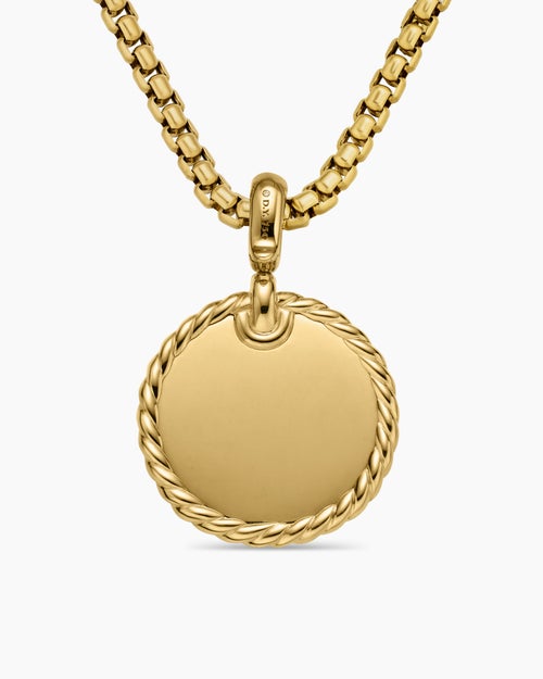 Womens DY Elements® Disc Pendant in 18K Yellow Gold with Diamonds, 21.2mm