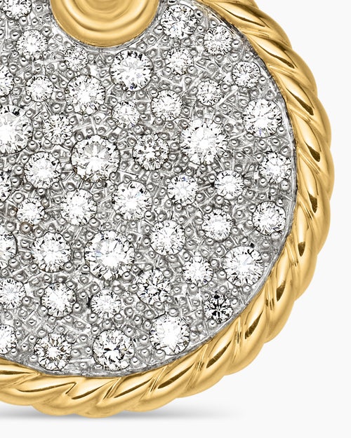 Womens DY Elements® Disc Pendant in 18K Yellow Gold with Diamonds, 21.2mm