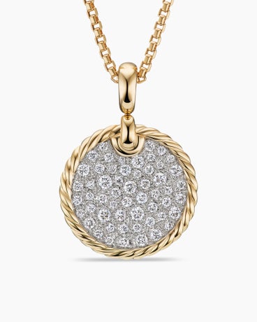 DY Elements® Disc Pendant in 18K Yellow Gold with Diamonds, 21.2mm