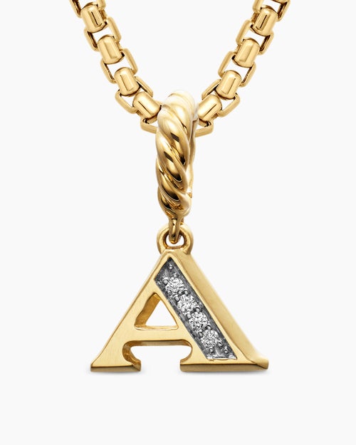 Womens Pavé Initial Pendant in 18K Yellow Gold with Diamond A