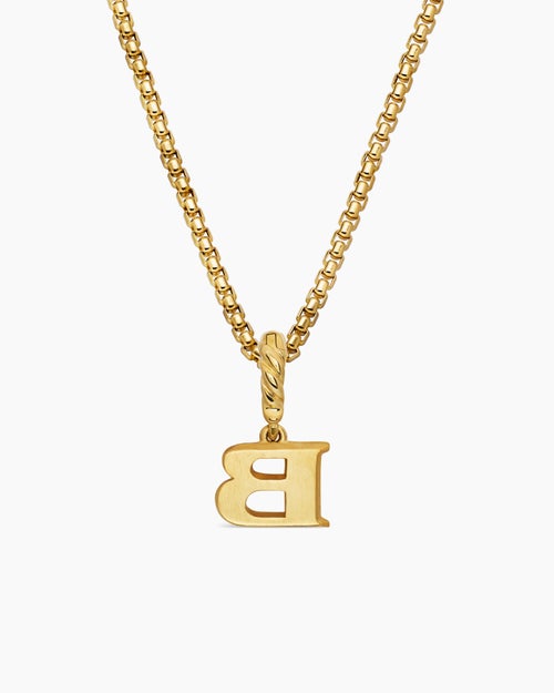 Womens Pavé Initial Pendant in 18ct Yellow Gold with Diamond B