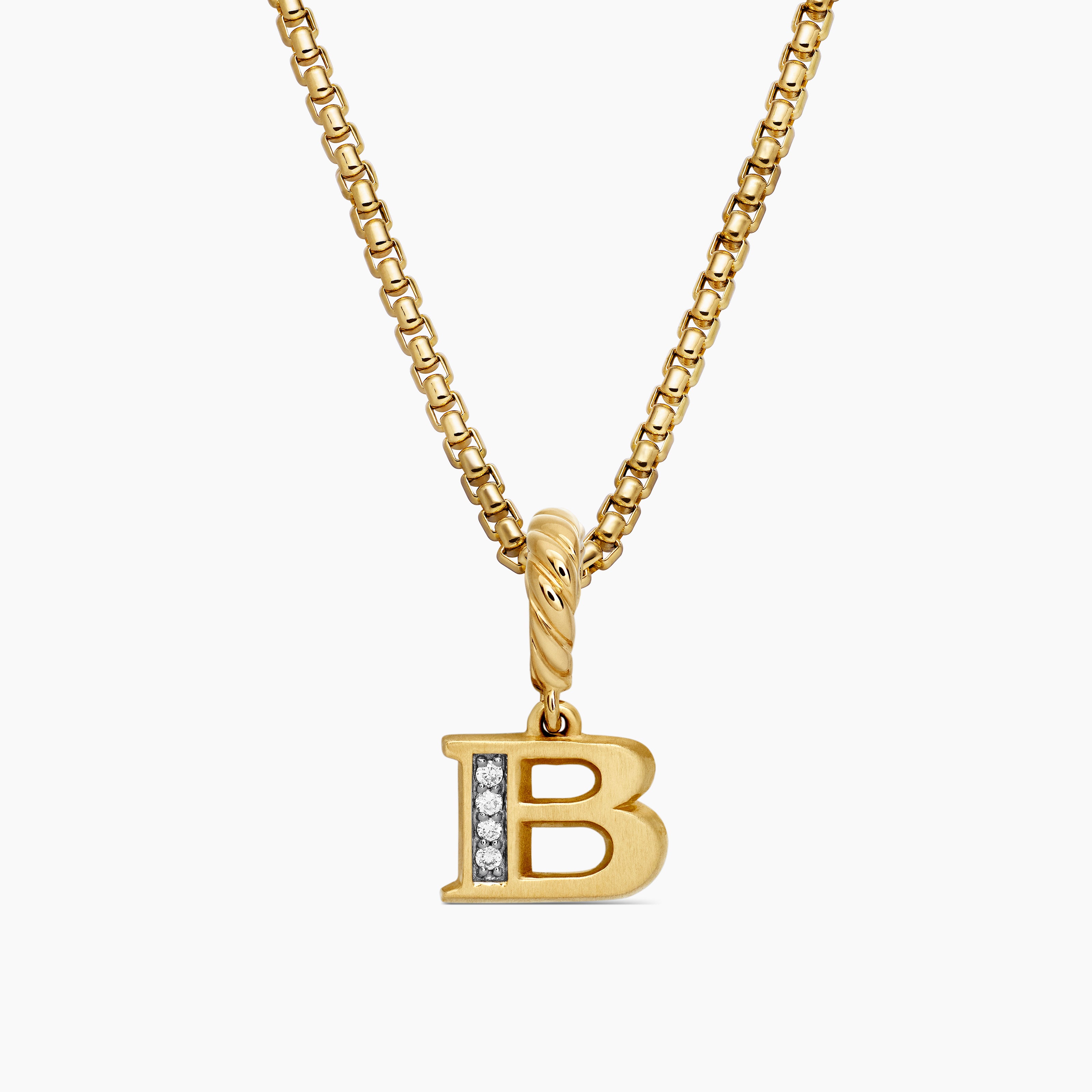 Womens Pav&eacute; Initial Pendant in 18K Yellow Gold with Diamond B