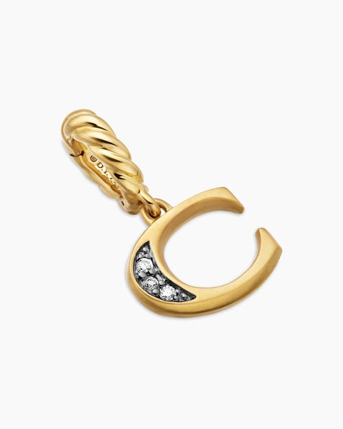 Womens Pavé Initial Pendant in 18ct Yellow Gold with Diamond C