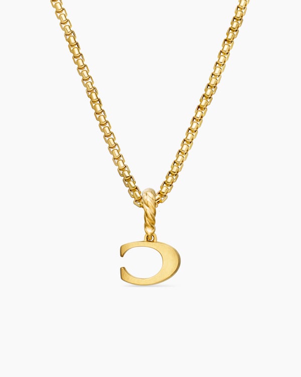Pavé Initial Pendant in 18K Yellow Gold with Diamond C