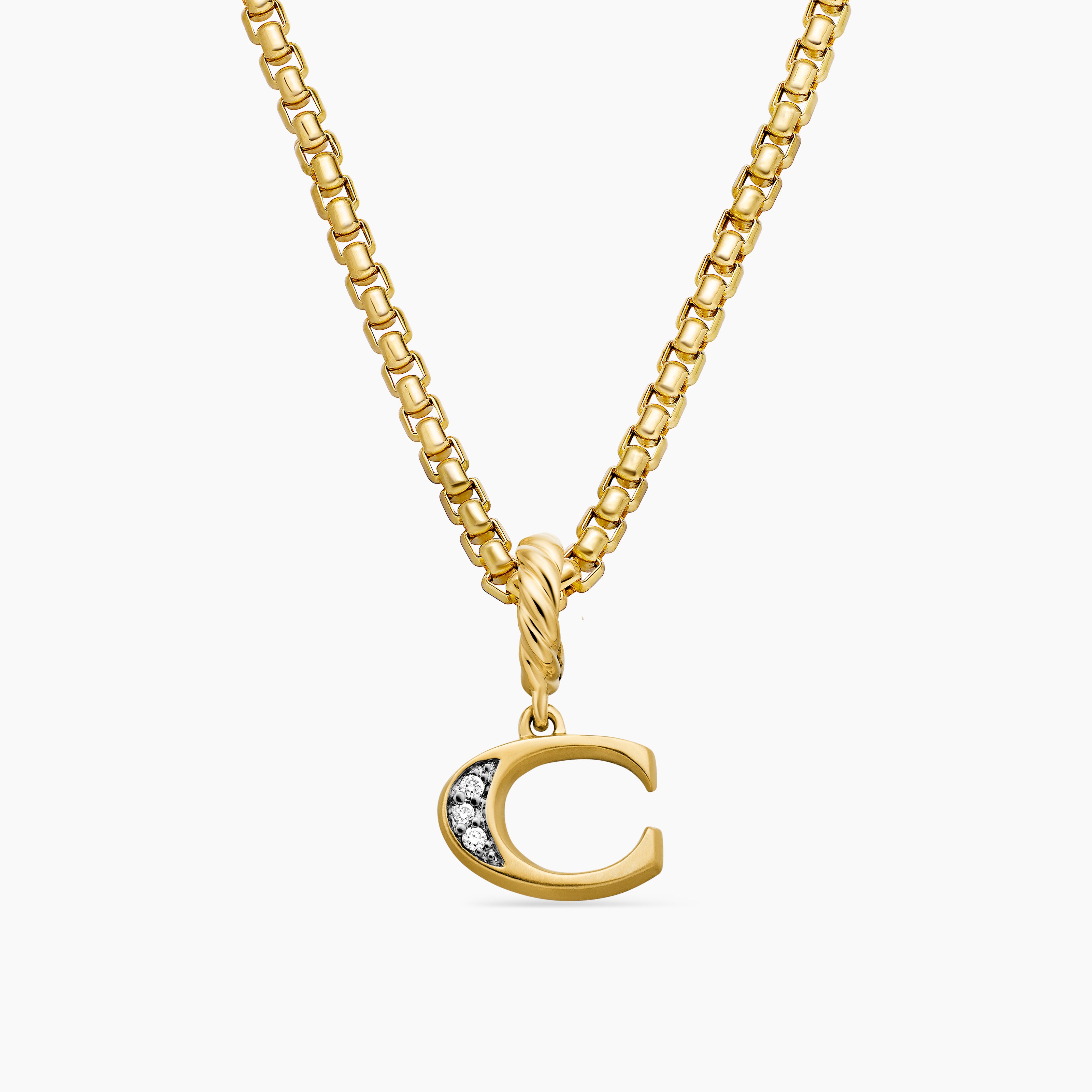 Pendentif initiale pav&eacute;e en or jaune 18 carats avec C en diamant femmes 