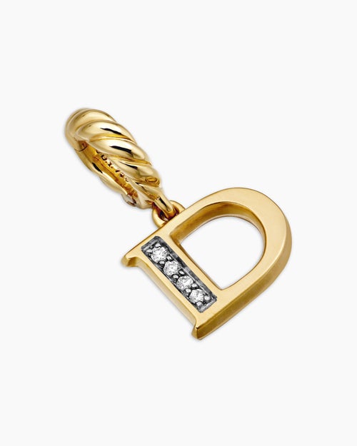 Womens Pavé Initial Pendant in 18K Yellow Gold with Diamond D