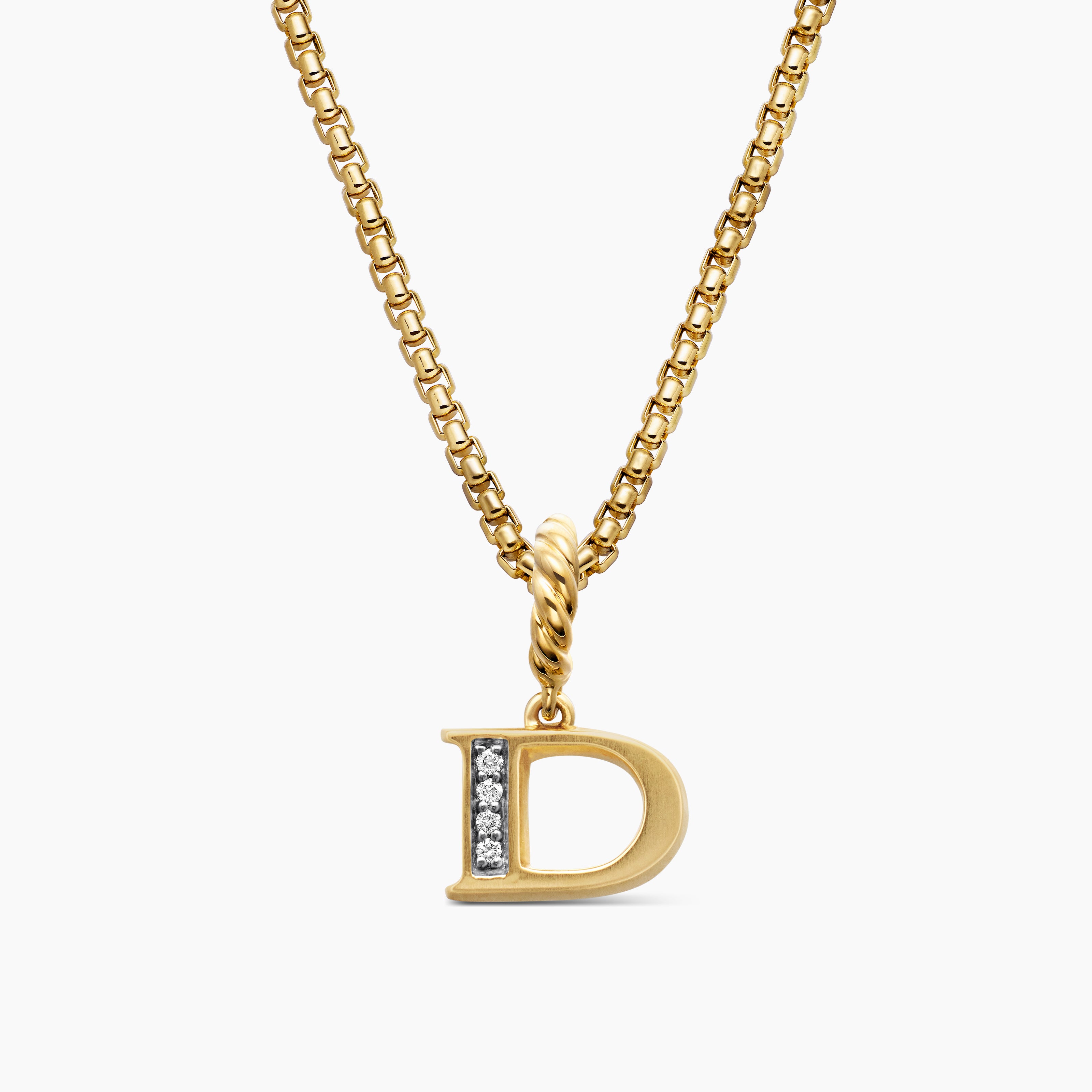 Womens Pav&eacute; Initial Pendant in 18K Yellow Gold with Diamond D