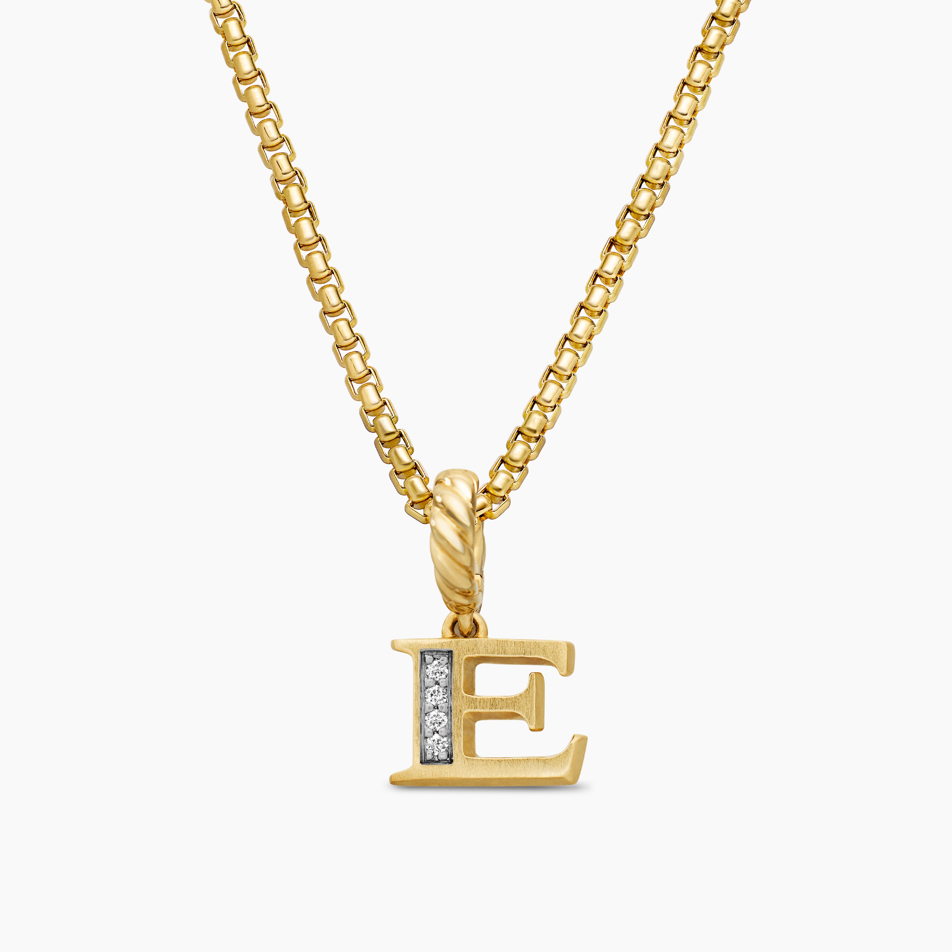 Pendentif initiale pav&eacute;e en or jaune 18 carats avec E en diamant femmes 