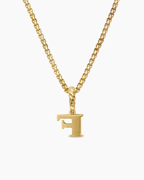 Womens Pavé Initial Pendant in 18K Yellow Gold with Diamond F