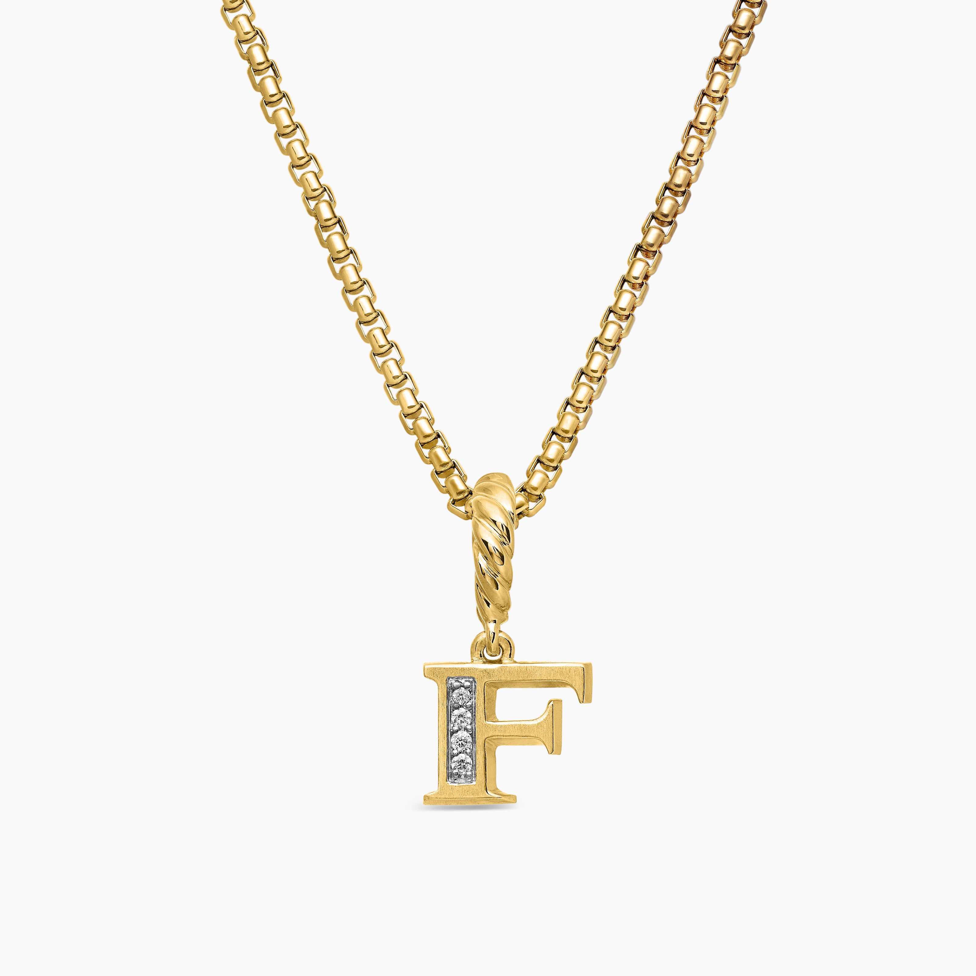 Womens Pav&eacute; Initial Pendant in 18K Yellow Gold with Diamond F