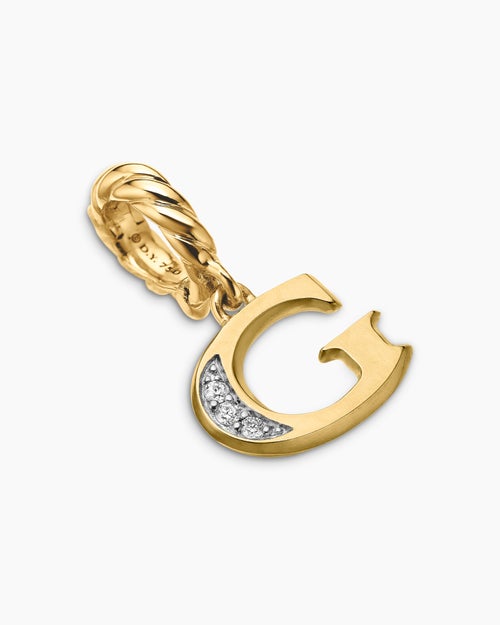 Womens Pavé Initial Pendant in 18K Yellow Gold with Diamond G