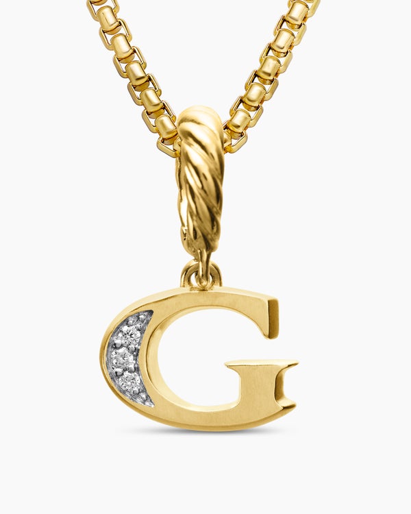Pavé Initial Pendant in 18K Yellow Gold with Diamond G