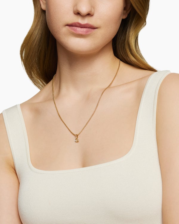Pavé Initial Pendant in 18K Yellow Gold with Diamond G