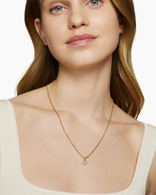 Womens Pavé Initial Pendant in 18K Yellow Gold with Diamond G