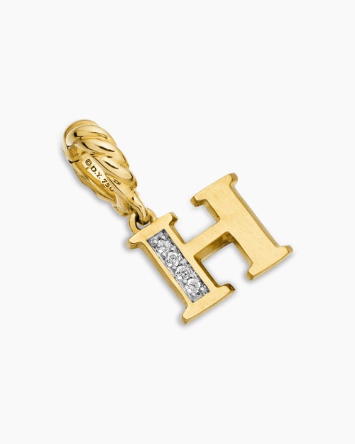 Womens Pavé Initial Pendant in 18K Yellow Gold with Diamond H