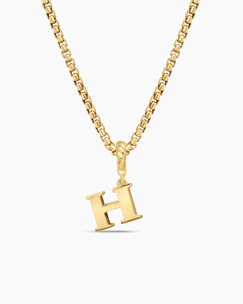 Womens Pavé Initial Pendant in 18K Yellow Gold with Diamond H