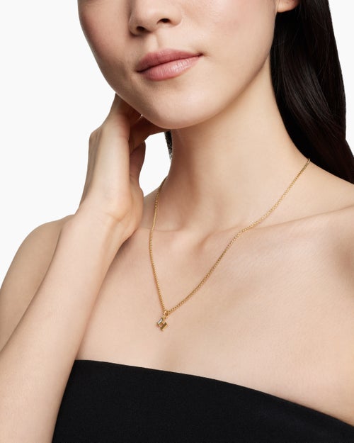 Womens Pavé Initial Pendant in 18K Yellow Gold with Diamond H