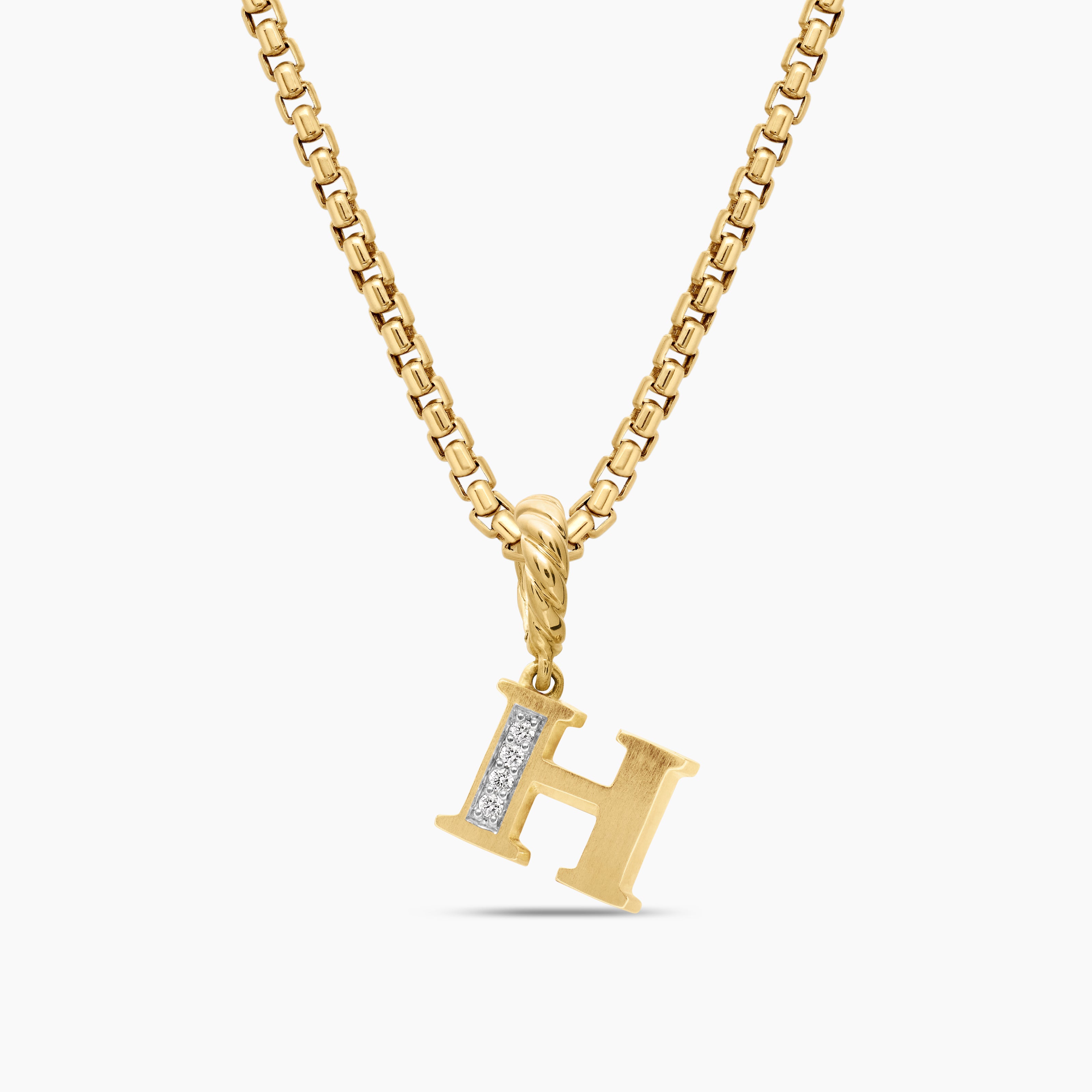 Womens Pav&eacute; Initial Pendant in 18K Yellow Gold with Diamond H