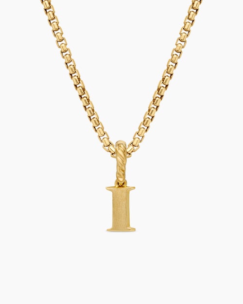 Womens Pavé Initial Pendant in 18K Yellow Gold with Diamond I