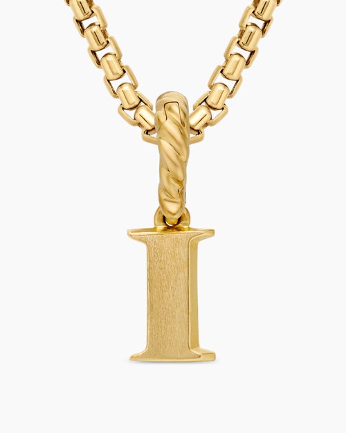 Womens Pavé Initial Pendant in 18K Yellow Gold with Diamond I