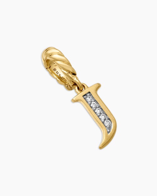 Womens Pavé Initial Pendant in 18K Yellow Gold with Diamond J