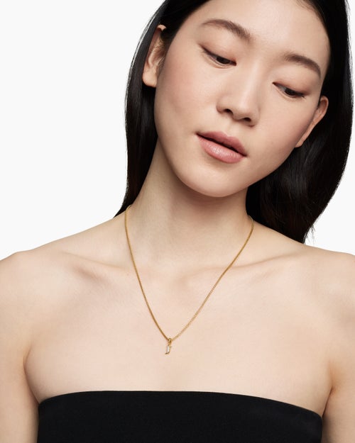 Womens Pavé Initial Pendant in 18K Yellow Gold with Diamond J