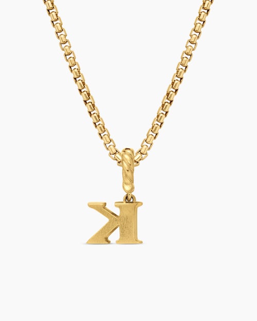 Womens Pavé Initial Pendant in 18K Yellow Gold with Diamond K