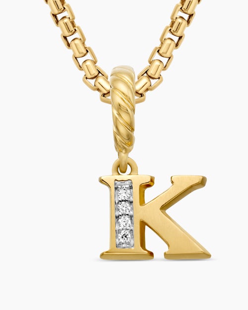 Womens Pavé Initial Pendant in 18K Yellow Gold with Diamond K