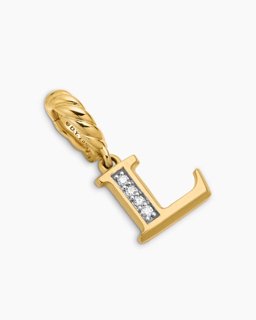 Womens Pavé Initial Pendant in 18ct Yellow Gold with Diamond L
