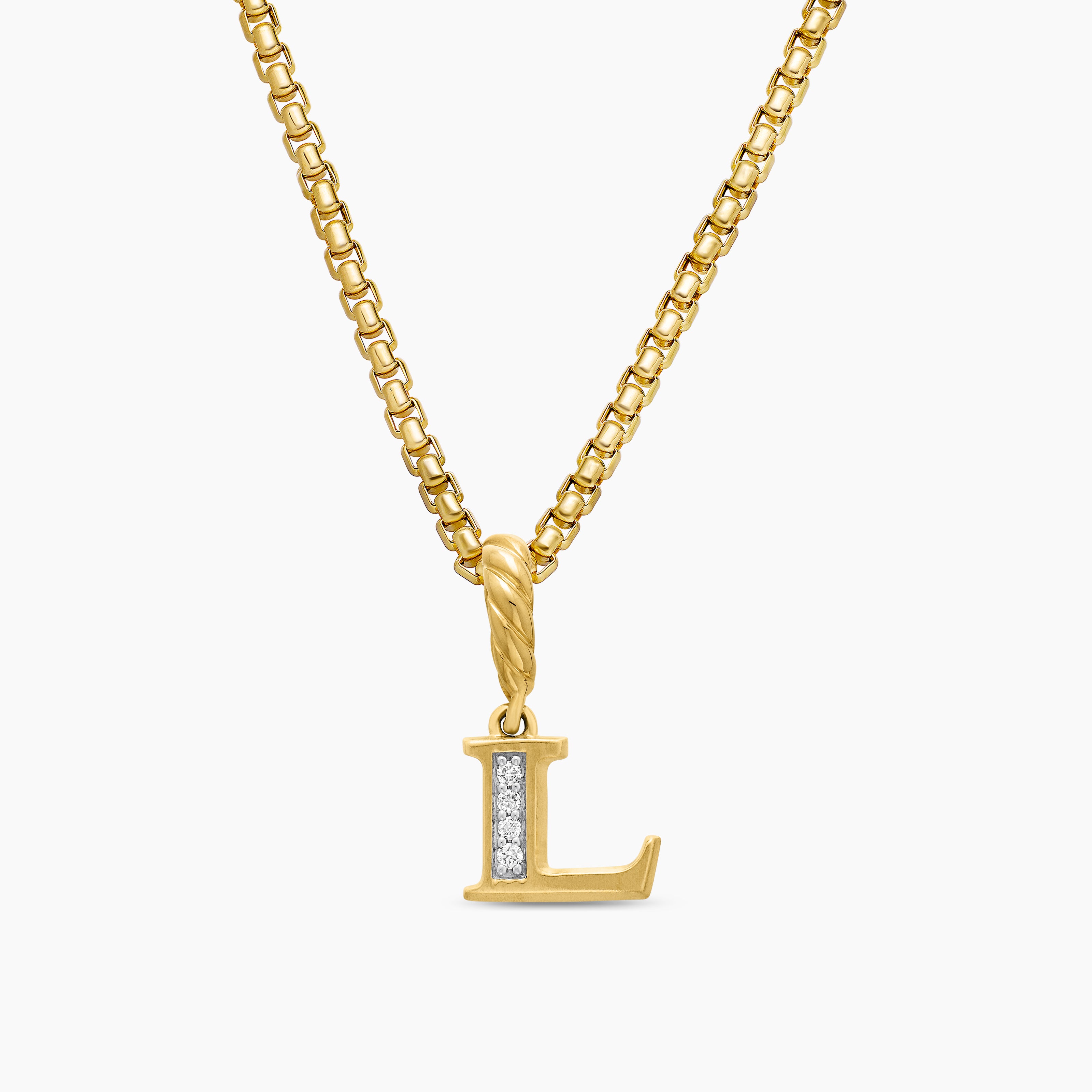 Womens Pav&eacute; Initial Pendant in 18K Yellow Gold with Diamond L
