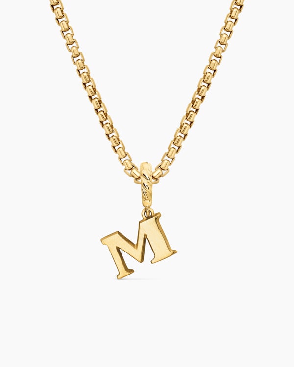Pavé Initial Pendant in 18K Yellow Gold with Diamond M