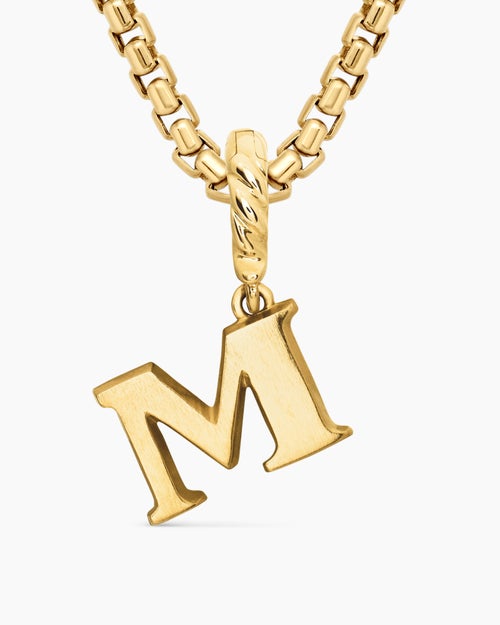 Womens Pavé Initial Pendant in 18K Yellow Gold with Diamond M