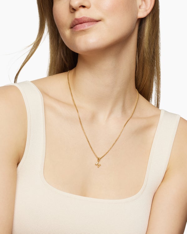 Pavé Initial Pendant in 18K Yellow Gold with Diamond M