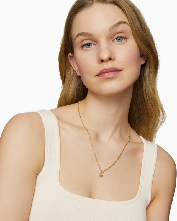 Pavé Initial Pendant in 18K Yellow Gold with Diamond M