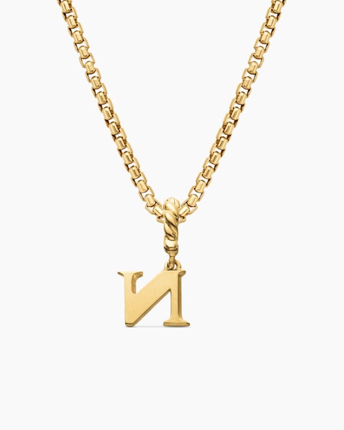 Womens Pavé Initial Pendant in 18K Yellow Gold with Diamond N