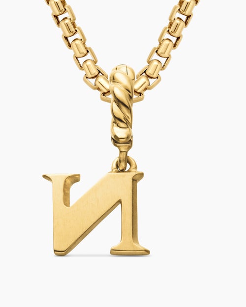 Womens Pavé Initial Pendant in 18K Yellow Gold with Diamond N