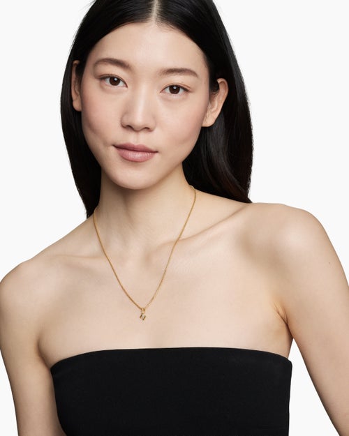 Womens Pavé Initial Pendant in 18K Yellow Gold with Diamond N