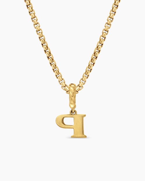 Womens Pavé Initial Pendant in 18K Yellow Gold with Diamond P