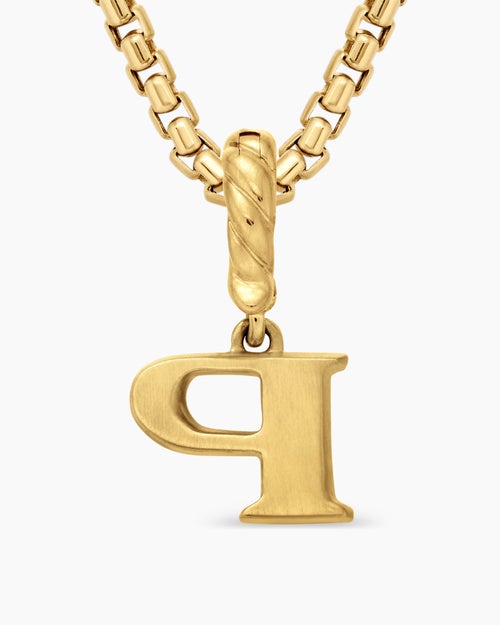 Womens Pavé Initial Pendant in 18K Yellow Gold with Diamond P