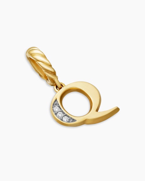 Womens Pavé Initial Pendant in 18K Yellow Gold with Diamond Q